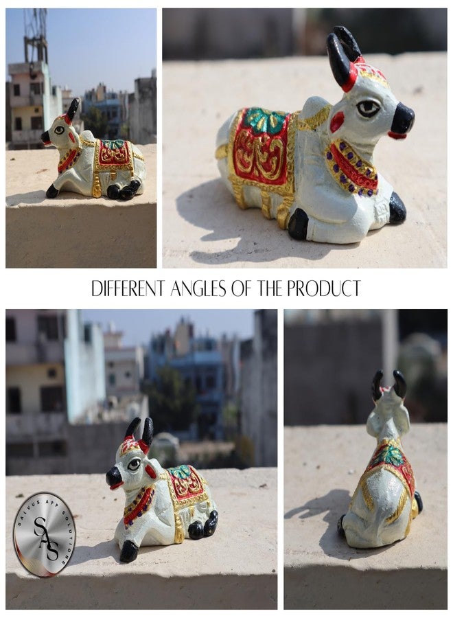 Salvus APP SOLUTIONS Beautifully Handmade Metal Nandi Murti/Statue for Home-Office Decor & Car Dashboard (3.5 x 2.2 Inch_White) - Image 5